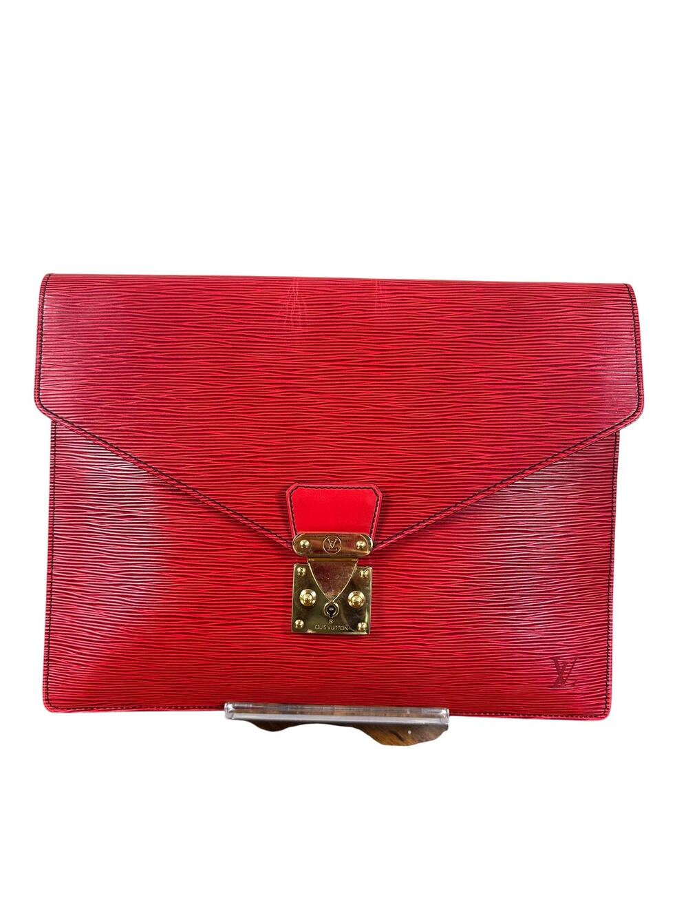 Louis Vuitton Epi Leather Porte Documents Clutch Case Red Authentic Vintage